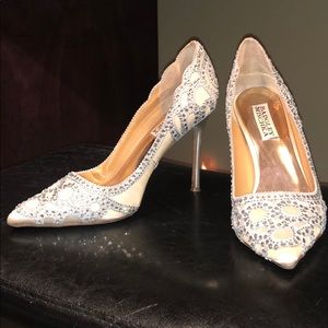 Badgley Mischka Rhinestone & Satin Pump